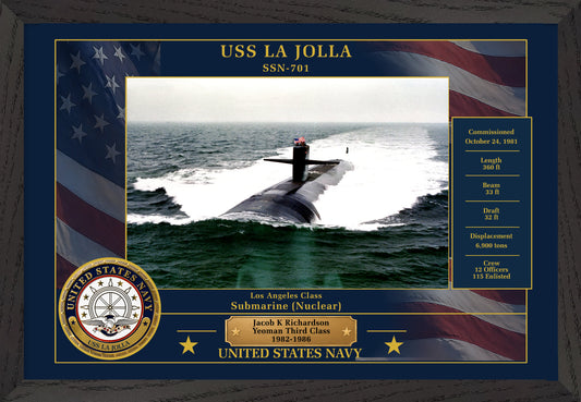 USS La Jolla SSN-701 Framed Patriotic Photo