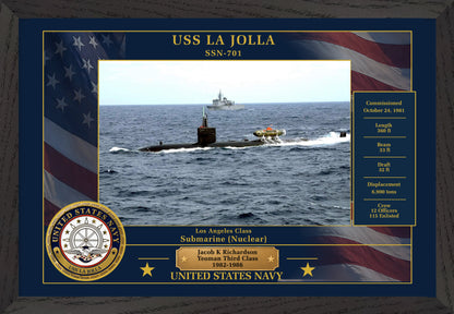 USS La Jolla SSN-701 Framed Patriotic Photo