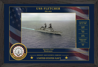 USS Fletcher DD-992 Framed Patriotic Photo