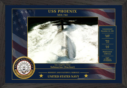 USS Phoenix SSN-702 Framed Patriotic Photo