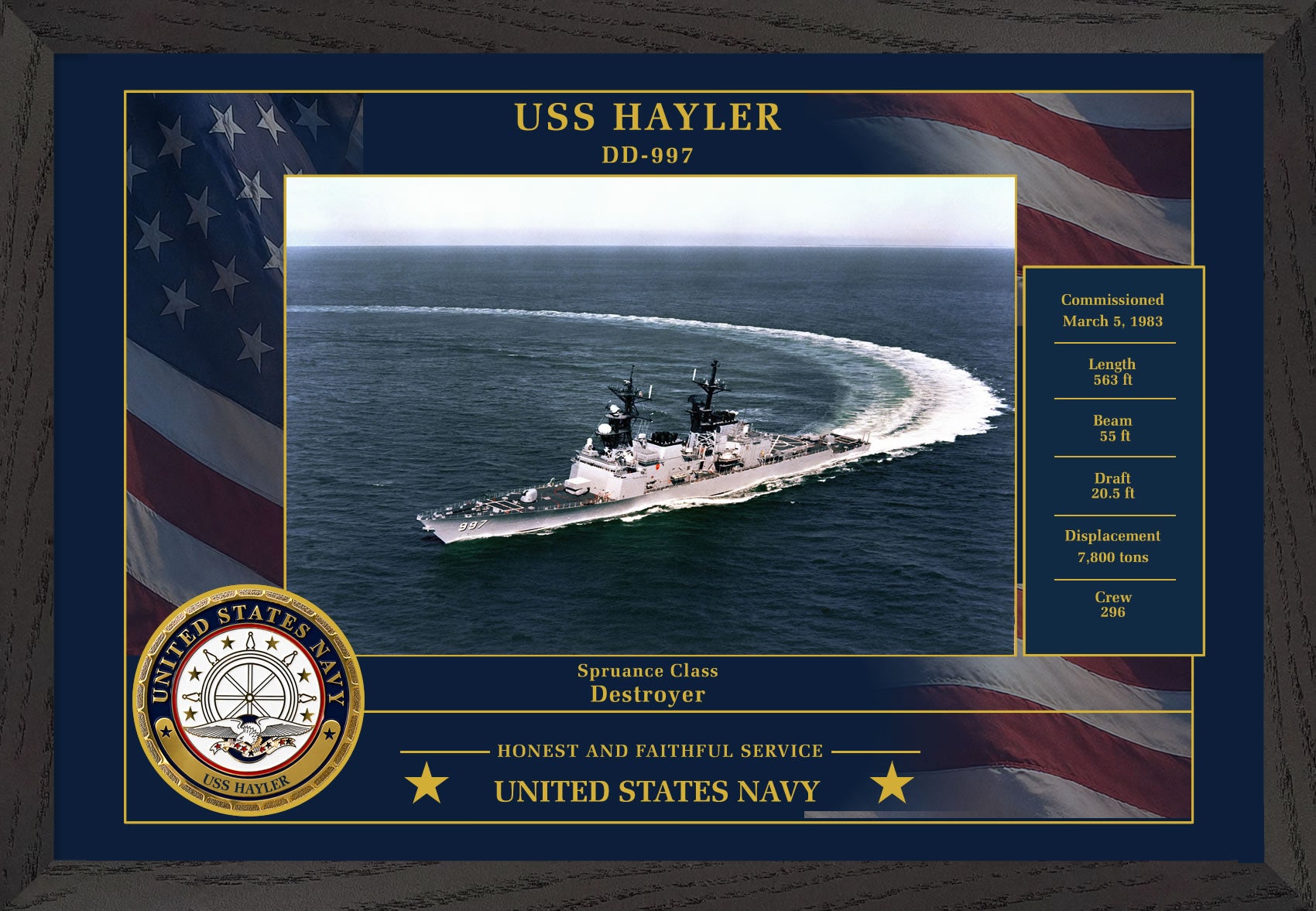 USS Hayler DD-997 Framed Patriotic Photo