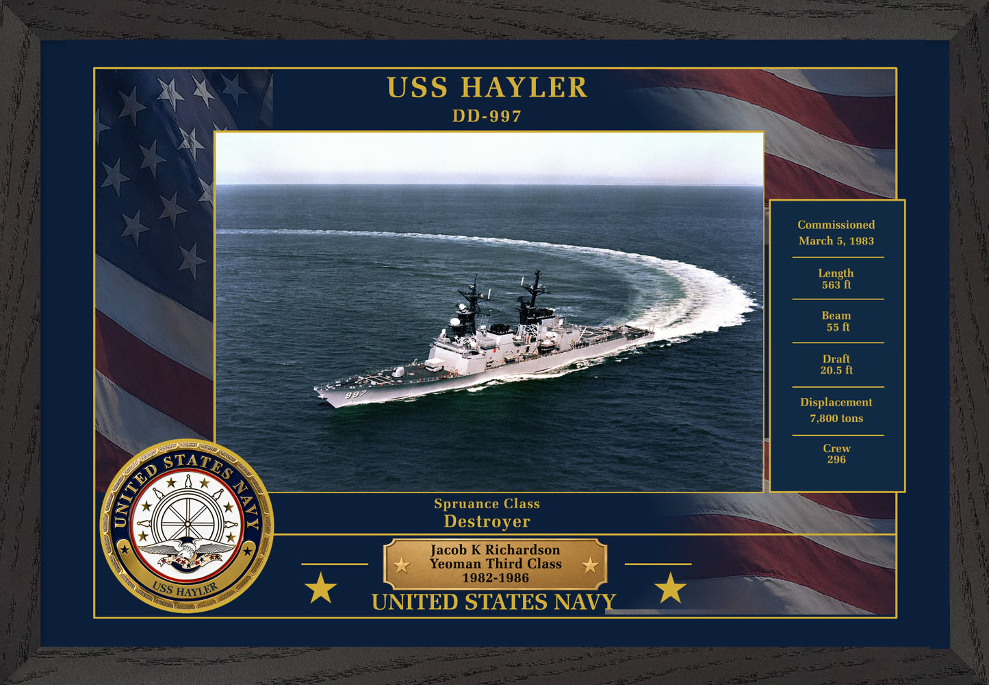 USS Hayler DD-997 Framed Patriotic Photo
