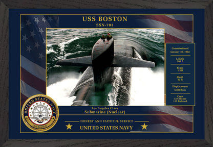 USS Boston SSN-703 Framed Patriotic Photo