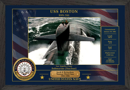 USS Boston SSN-703 Framed Patriotic Photo