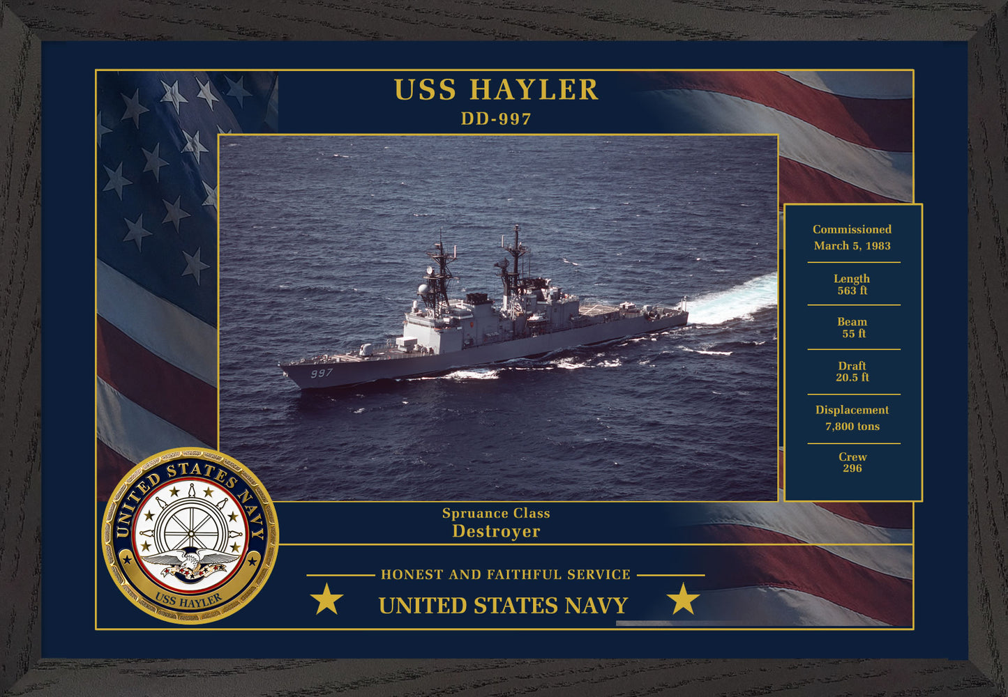 USS Hayler DD-997 Framed Patriotic Photo