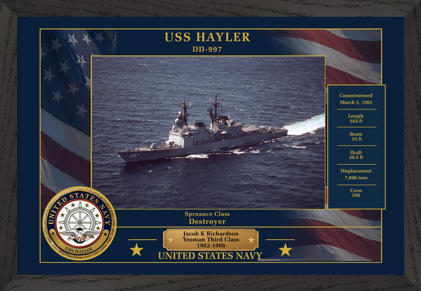 USS Hayler DD-997 Framed Patriotic Photo