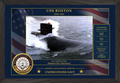 USS Boston SSN-703 Framed Patriotic Photo