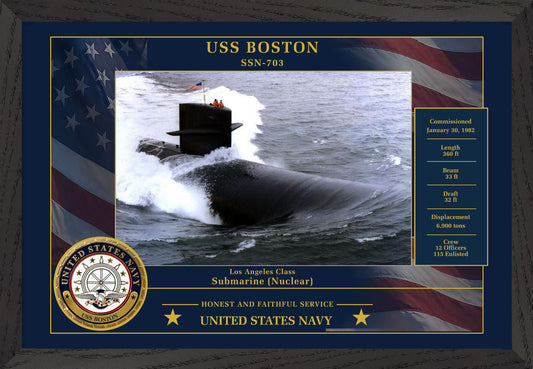 USS Boston SSN-703 Framed Patriotic Photo