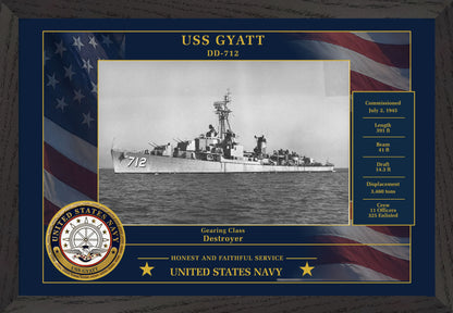 USS Gyatt DD-712 Framed Patriotic Photo