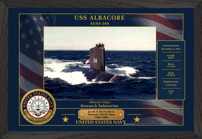 USS Albacore AGSS-569 Framed Patriotic Photo