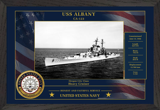 USS Albany CA-123 Framed Patriotic Photo