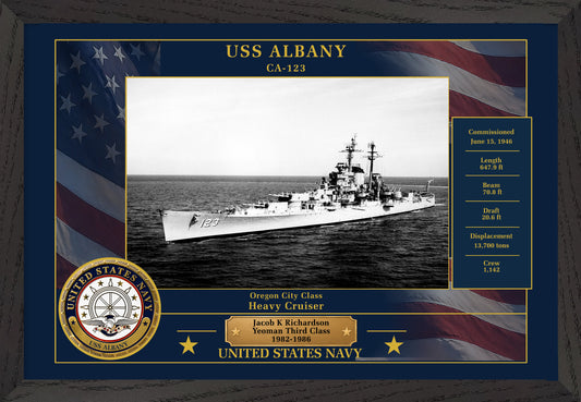 USS Albany CA-123 Framed Patriotic Photo