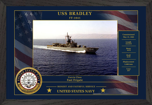 USS Bradley FF-1041 Framed Patriotic Photo