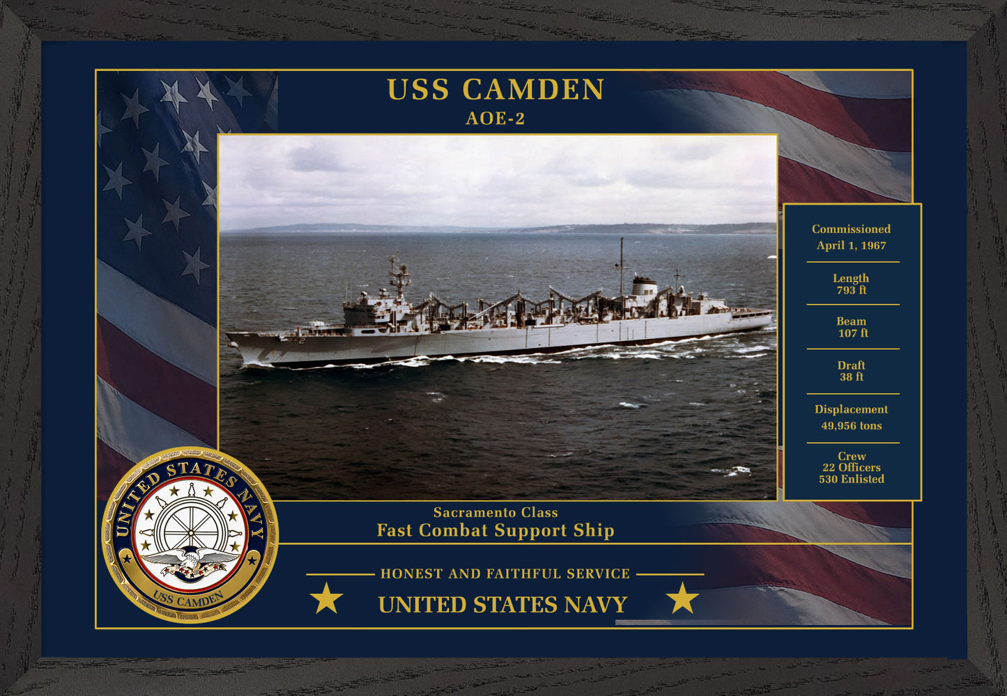 USS Camden AOE-2 Framed Patriotic Photo