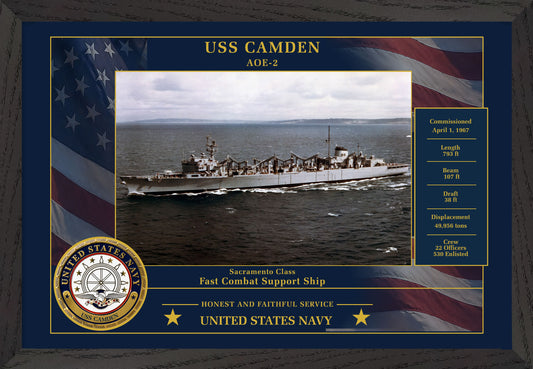 USS Camden AOE-2 Framed Patriotic Photo