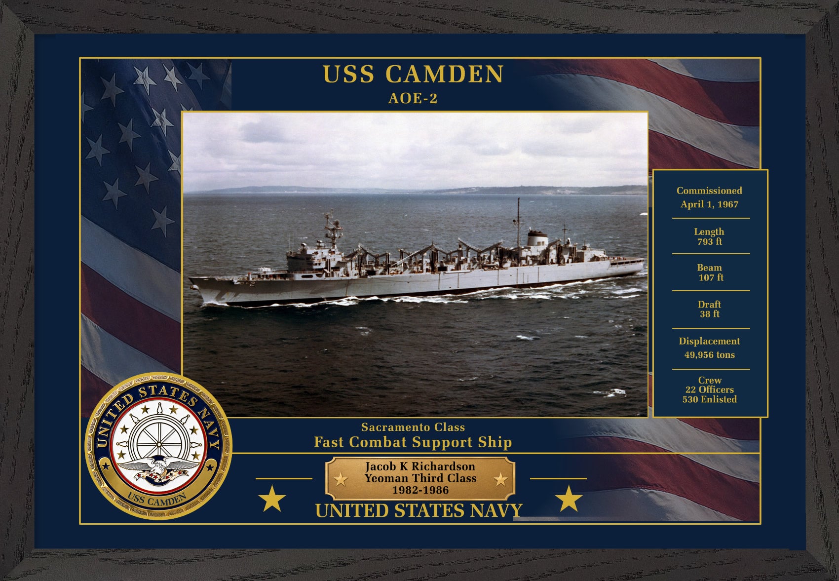 USS Camden AOE-2 Framed Patriotic Photo