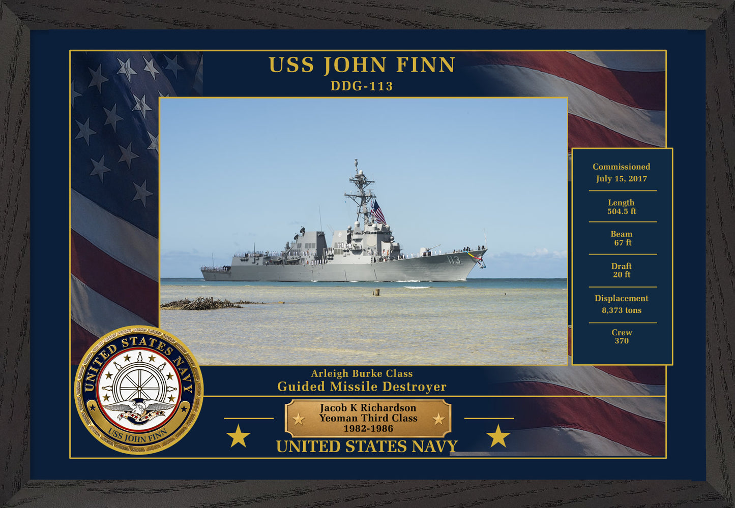 USS John Finn DDG-113 Framed Patriotic Photo