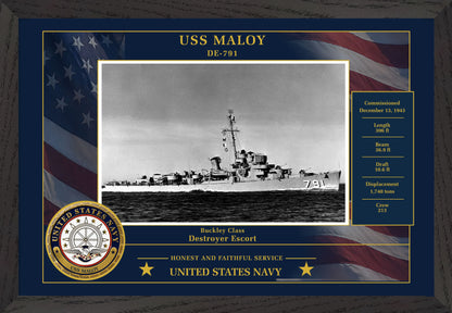 USS Maloy DE-791 Framed Patriotic Photo
