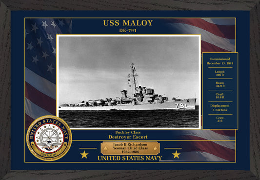 USS Maloy DE-791 Framed Patriotic Photo