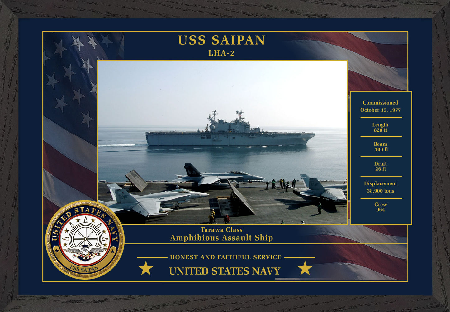 USS Saipan LHA-2 Framed Patriotic Photo