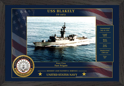 USS Blakely FF-1072 Framed Patriotic Photo