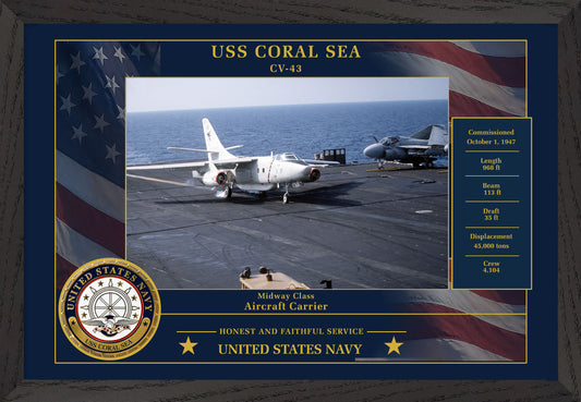 USS Coral Sea CV-43 Framed Patriotic Photo