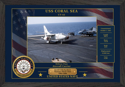 USS Coral Sea CV-43 Framed Patriotic Photo