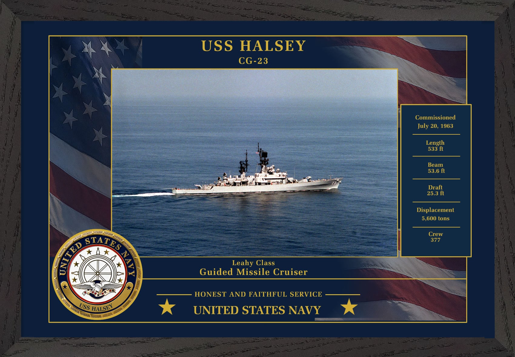 USS Halsey CG-23 Framed Patriotic Photo