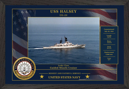 USS Halsey CG-23 Framed Patriotic Photo
