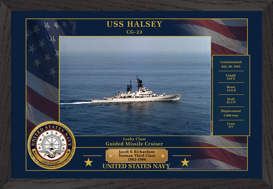 USS Halsey CG-23 Framed Patriotic Photo