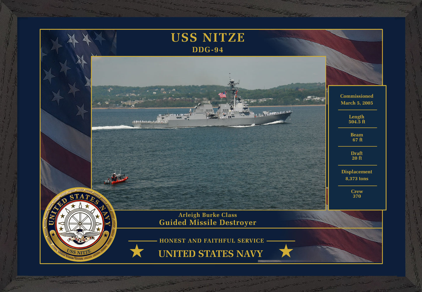 USS Nitze DDG-94 Framed Patriotic Photo