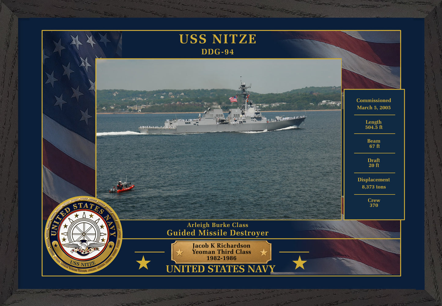 USS Nitze DDG-94 Framed Patriotic Photo