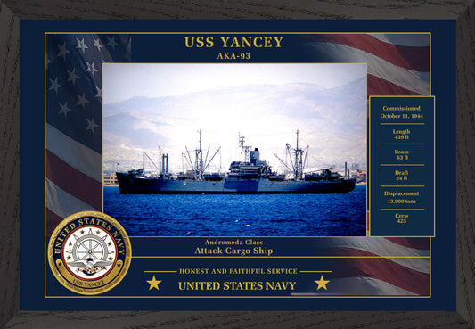 USS Yancey AKA-93 Framed Patriotic Photo
