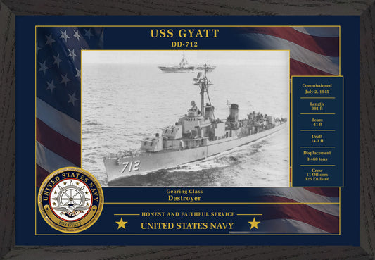 USS Gyatt DD-712 Framed Patriotic Photo