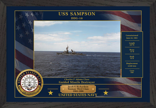 USS Sampson DDG-10 Framed Patriotic Photo