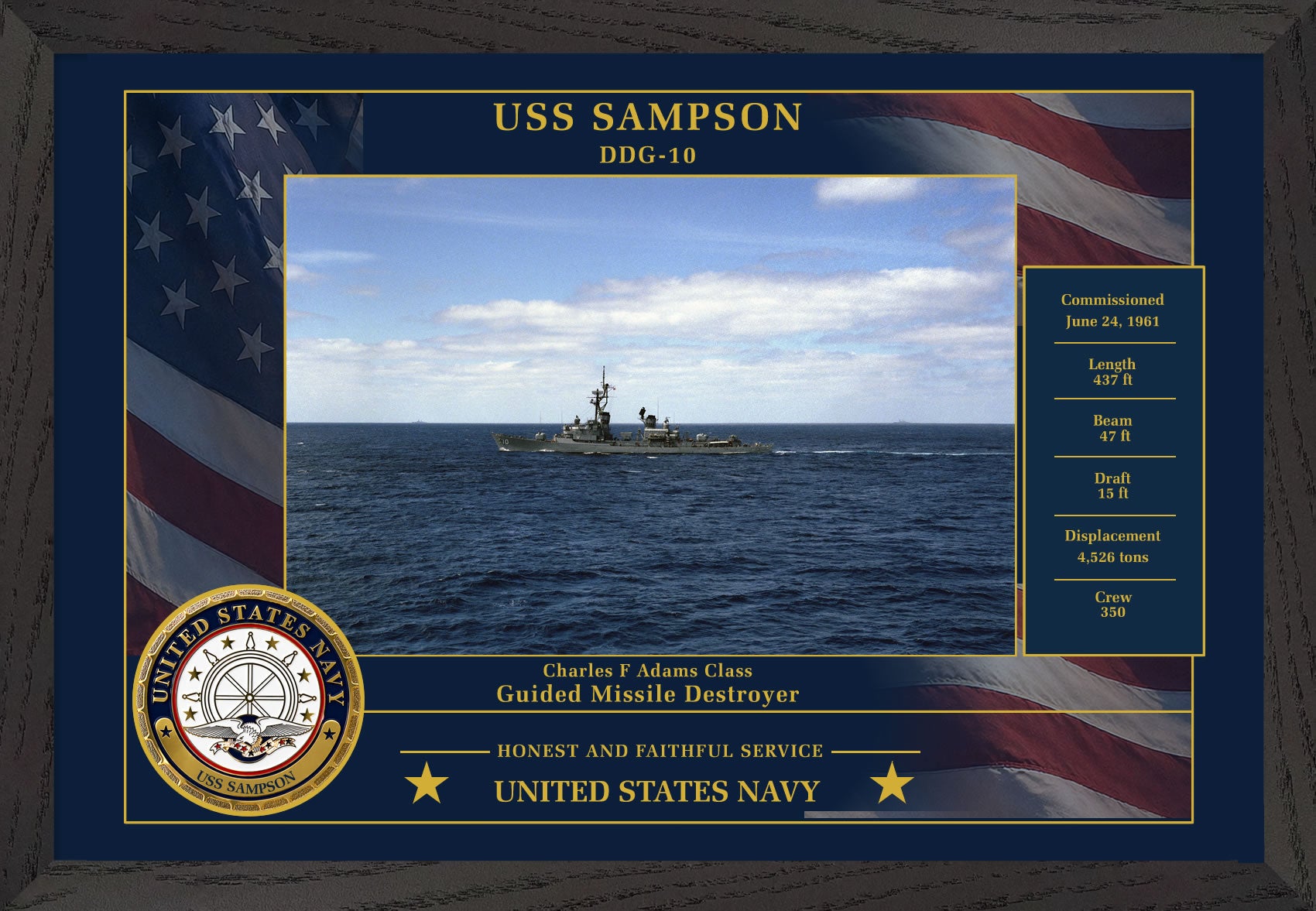 USS Sampson DDG-10 Framed Patriotic Photo