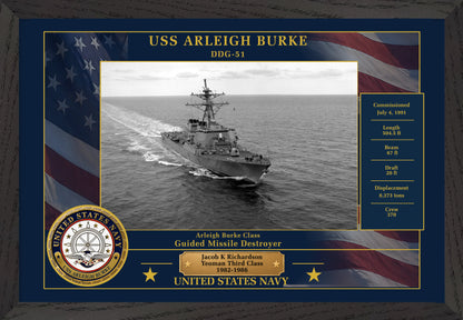USS Arleigh Burke DDG-51 Framed Patriotic Photo
