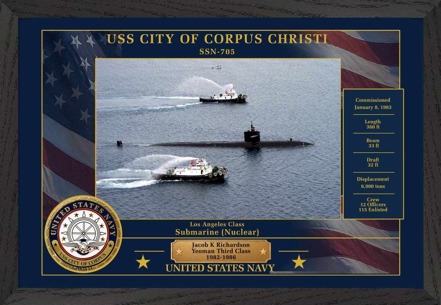 USS City Of Corpus Christi SSN-705 Framed Patriotic Photo