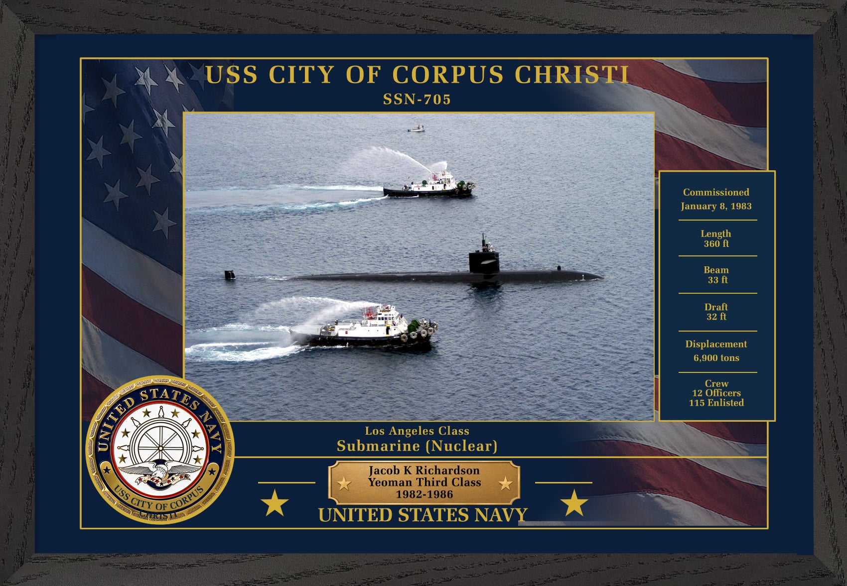 USS City Of Corpus Christi SSN-705 Framed Patriotic Photo