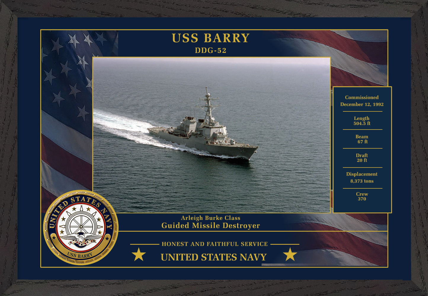USS Barry DDG-52 Framed Patriotic Photo
