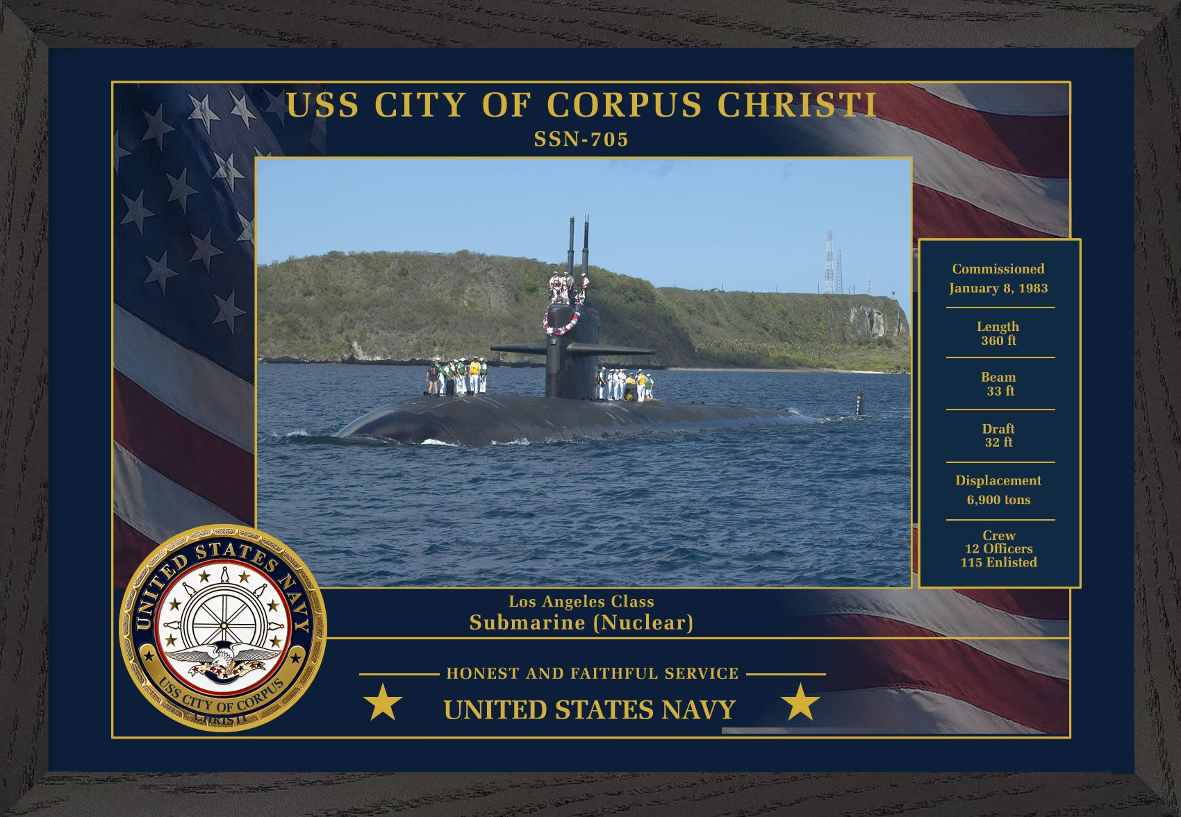 USS City Of Corpus Christi SSN-705 Framed Patriotic Photo