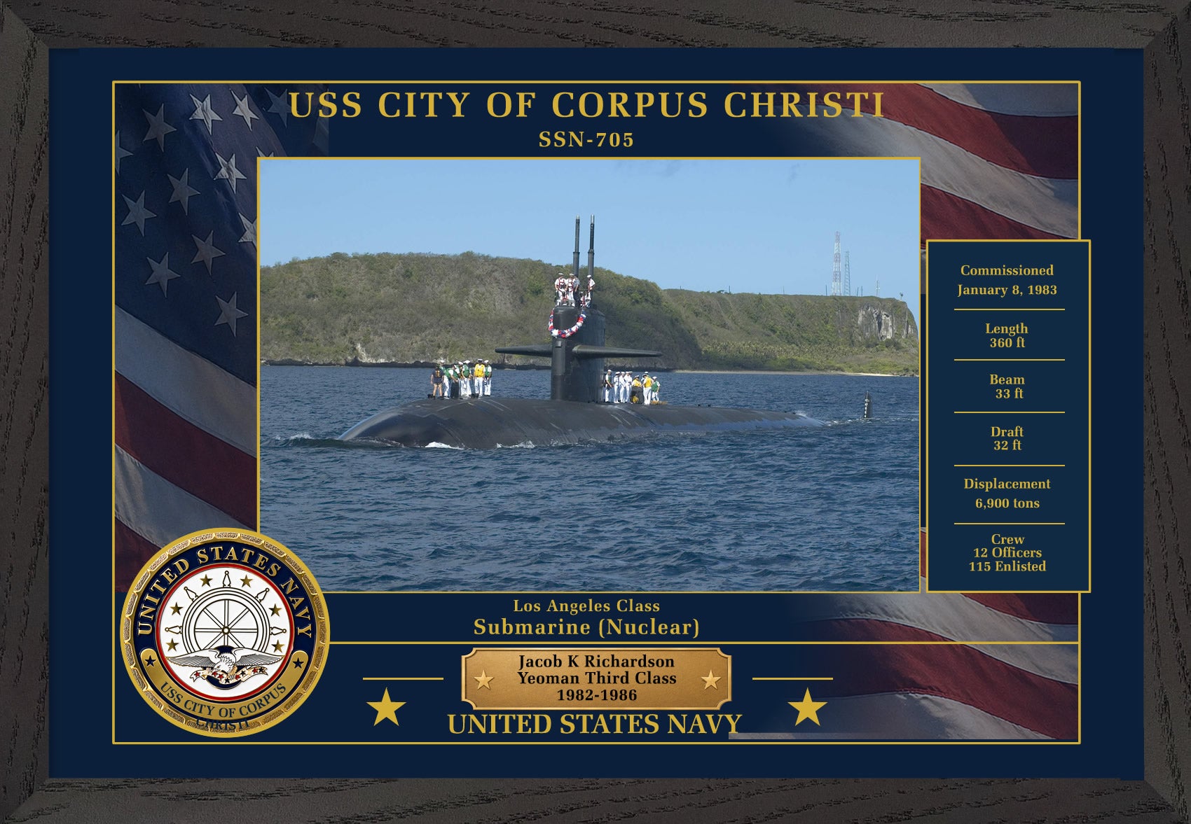 USS City Of Corpus Christi SSN-705 Framed Patriotic Photo