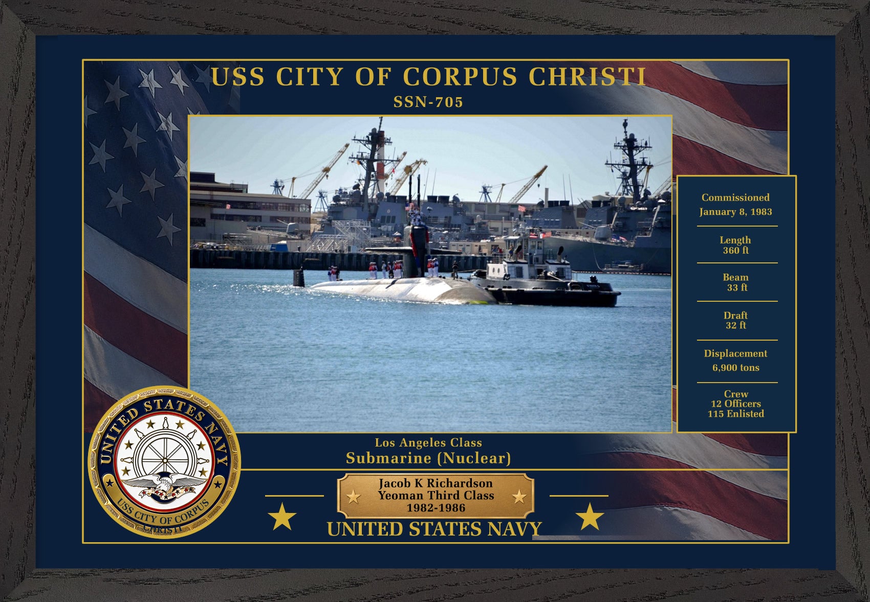 USS City Of Corpus Christi SSN-705 Framed Patriotic Photo