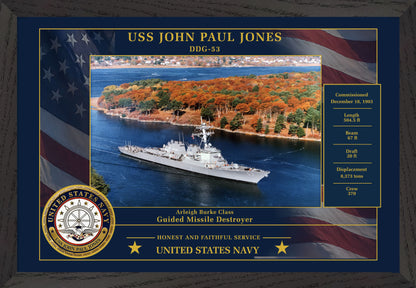 USS John Paul Jones DDG-53 Framed Patriotic Photo