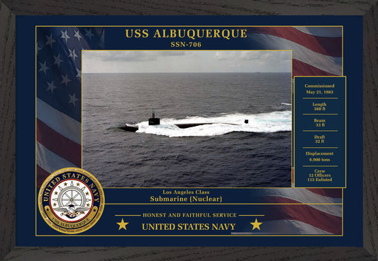 USS Albuquerque SSN-706 Framed Patriotic Photo