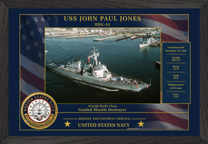 USS John Paul Jones DDG-53 Framed Patriotic Photo