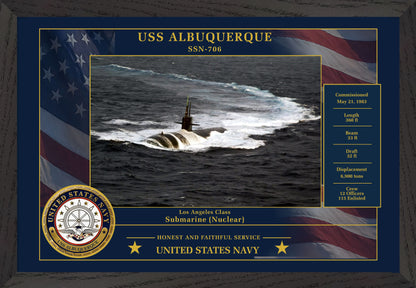 USS Albuquerque SSN-706 Framed Patriotic Photo
