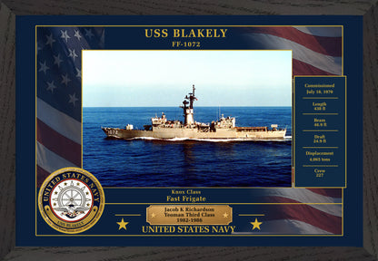 USS Blakely FF-1072 Framed Patriotic Photo