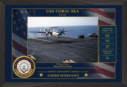 USS Coral Sea CV-43 Framed Patriotic Photo