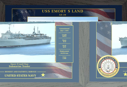 USS Emory S Land AS-39 Framed Patriotic Photo